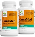 Terry naturligt CuraMed 375mg - Antioxidant supplement til hjerne og immunforsvar - Kosttilskud med Curcumin & gurkemeje Essential Oil - Urteleverstøtte - 60 Softgels (pakke med 2)