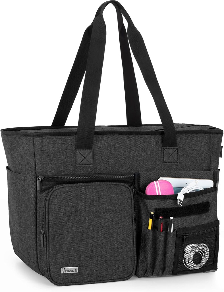 Trunab Lærer Tote Bag Work Bag med flere lommer og polstret Segment for op til 15.6 "Laptop