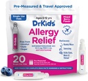 Dr. Kids Children 's Allergy Relief Medicine with Diphenhydramin - Pre- Measured Single-Use Vials, Kids Antihistamin for nysen, Runny Næse & Itchy Eyes, Mixed Berry Flavor, 20 Greve (Pack of 1)