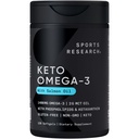 Sports Research ® Keto Omega Fish Oil 1400mg - Fuld Spectrum Omega-3 Blend med Astaxanthin & Coconut MCT Oil - Keto Certified, Soy & Gluten- Free (120 Softgels)
