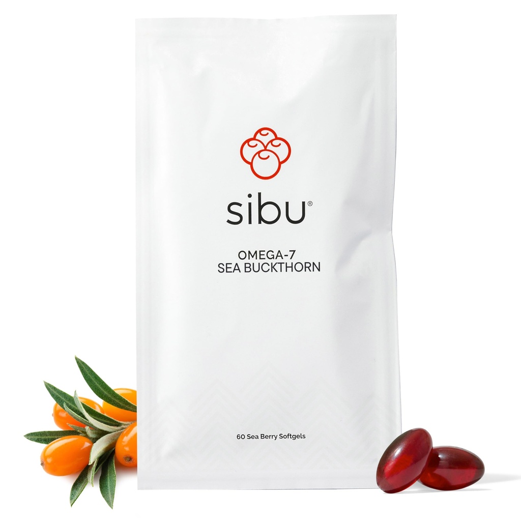 sibu Sea Buckthorn Omega- 7 Softgels (30- Day Refill Sachet) - supplement til sund hud, hår, negle og tørhed