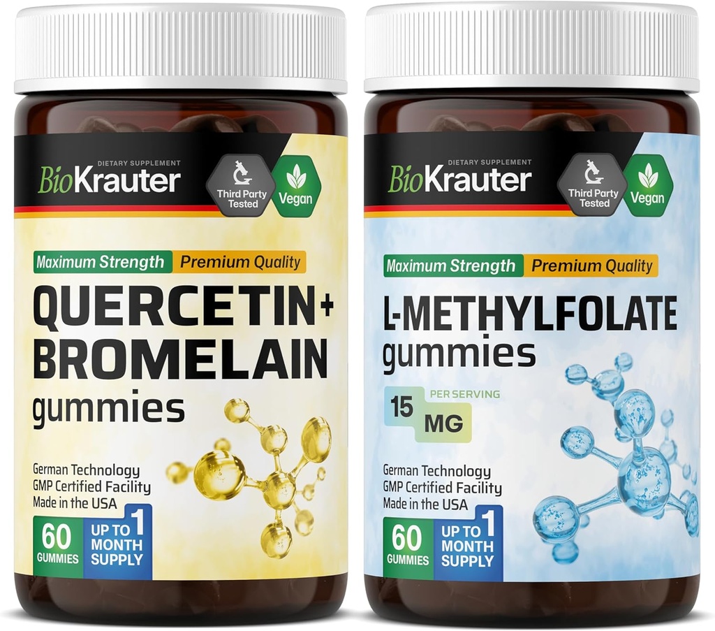 BIO KRAUTER Quercetin med bromelain 60 Gummies & L- methylfolfolate 60 Gummies
