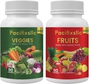 Frugt og Vegi Kapsler 100% Natural superfood Natural Energy Level for mænd og kvinder, Sæt af 2, 180 count-90 & Frugt 90 Veggies