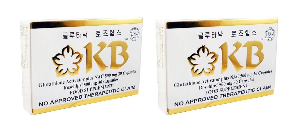 Lot af 2 Æsker KB Glutathione Kyusoku Bihaku I alt 60 Kapsler Glutanac og 60 Kapsler Rosehips Hud Lightening Whitening