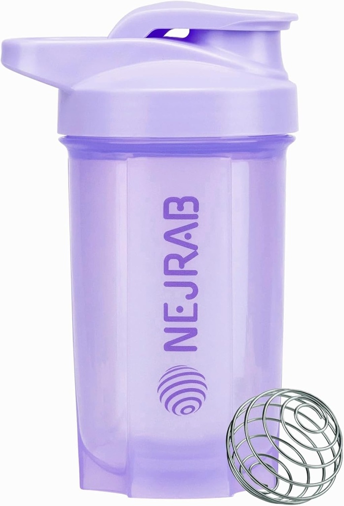 Protein Shaker Flaske - Perfekt til kaffe, Protein Powder - 16 Oz - til Gym med mixer bold - Shaker Cups til Protein Shakes (Purpel)
