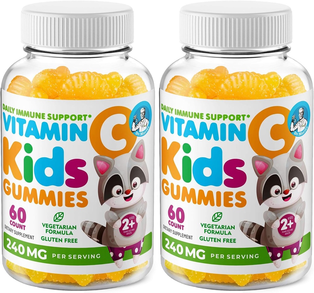 DR. Formand MORITZ C-vitamin Gummies til børn og voksne 240 mg - immunsupport- sukkertyggetabletter til tandlæger - Vegetarisk Gelatin- fri kosttilskud (Citrus Flavor) (120 Tæl)