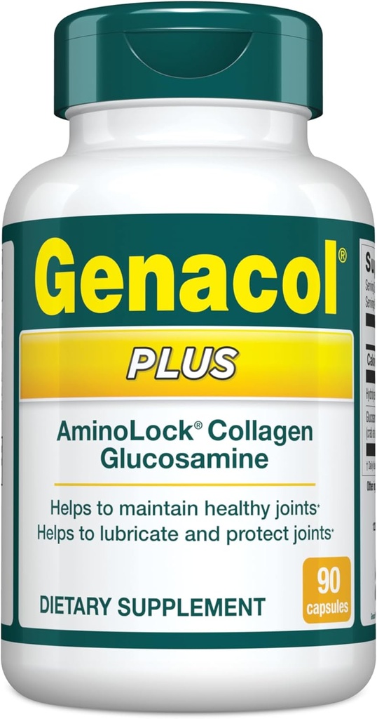 Genacol Plus – Glucosamine and Collagen Supplement, Ultra-Hydrolyzed Collagen Peptides, Eases Joint Movement, Maintains Cartilage, 90 Capsules (30-Day Supply)