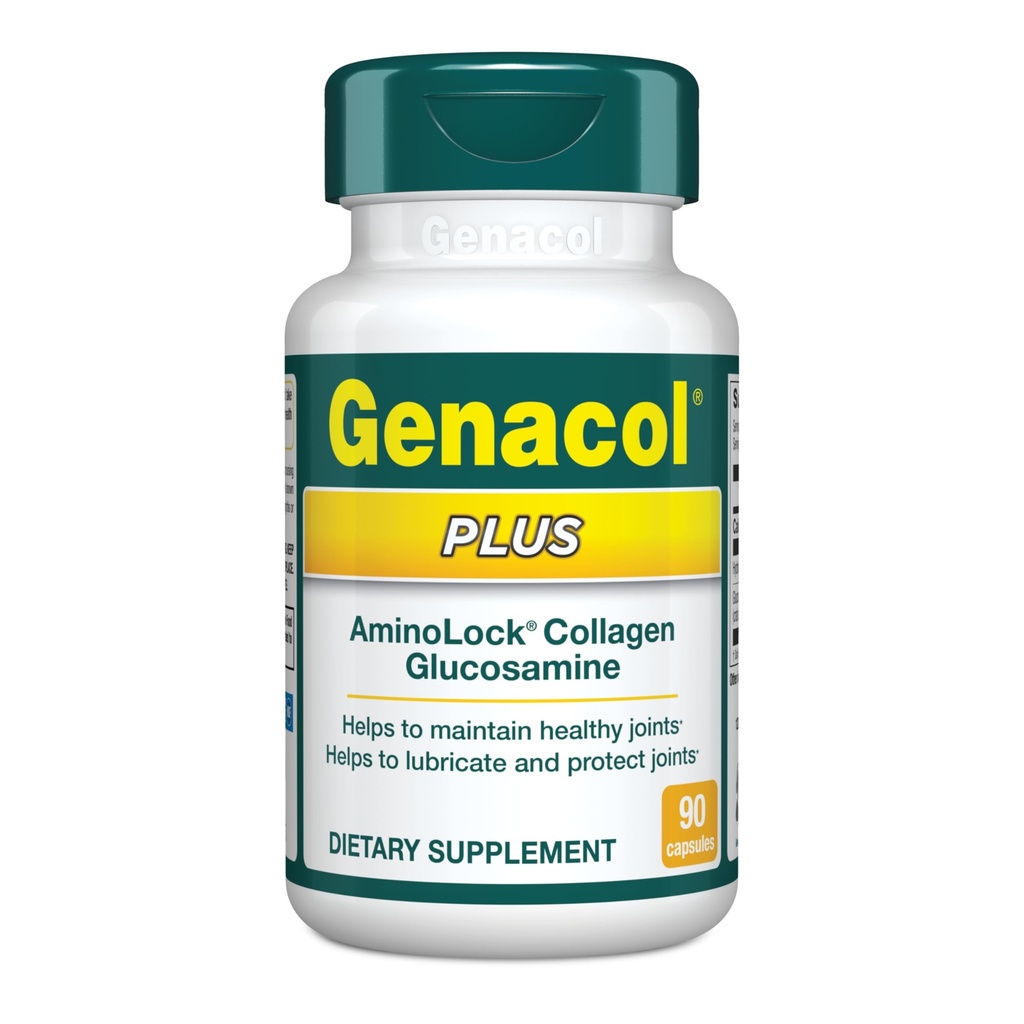 Genacol Plus - Glucosamin og collagen supplement, Ultra- hydrolyseret collagen peptider, Eases fælles bevægelse, vedligeholder Cartiage, 90 kapsler (30-dages forsyning)