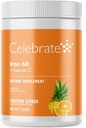 Fejre Vitaminer jerntilskud med 60mg jern & vitamin C - Citrus Chewables for Bariatric Patienter, Gastric bypass & Sleeve Gastrectomy Support - 30 tabletter til post- kirurgi sundhed vedligeholdelse