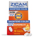 Zicam Ultra Cold Remedy Zink Rapidmelts, Orange Cream Flavor, Homøopatisk, Cold Shortening Medicine, Shortens Cold Varighed, Sugar- Free, Farveløs - Free, 18 Greve