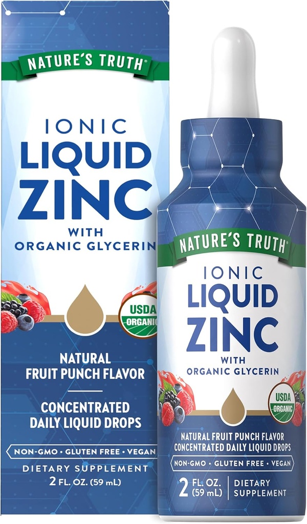 Nature 's Truth Ionic Liquid Zink Supplemented 124; 2 fl oz124; med Organic Glycerin Budd124; USDA Organic Budd124; Vegan, Non- GMO & Gluten Free