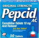 Pepcid AC Original Strength Heartburn Relief Tablets, OTC Medicine Prevents & Relieves Heartburn & Acid Reflux På grund af syrefordøjelsesbesvær, 10mg Famotidinsyre Reducer, Fastvirkende, 30 ct