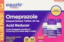 Equate Omeprazol 20 Milligram, Acid Reducer, Forsinket frigivelse, 42 tabletter