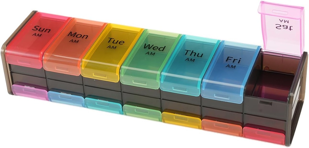 Ekstra stor Pill Organizer, GrnPeak Jumbo 7-dag Vitamin Organizer 2 gange om dagen til at holde medicinering, torsk lever olie og kosttilskud