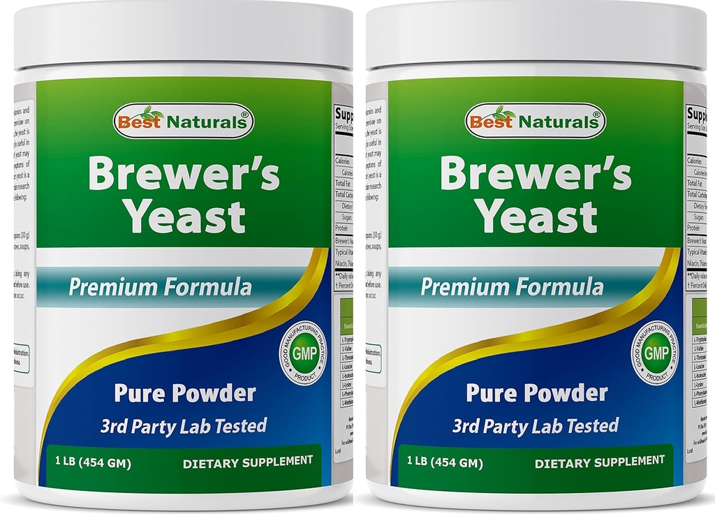 Bedste Naturals 2 Pack 100% Pure Brewers Yeast Powder - 16 oz - Understøtter for øget brystmælksydelse under amning, Amning, fordøjelsessygdomme