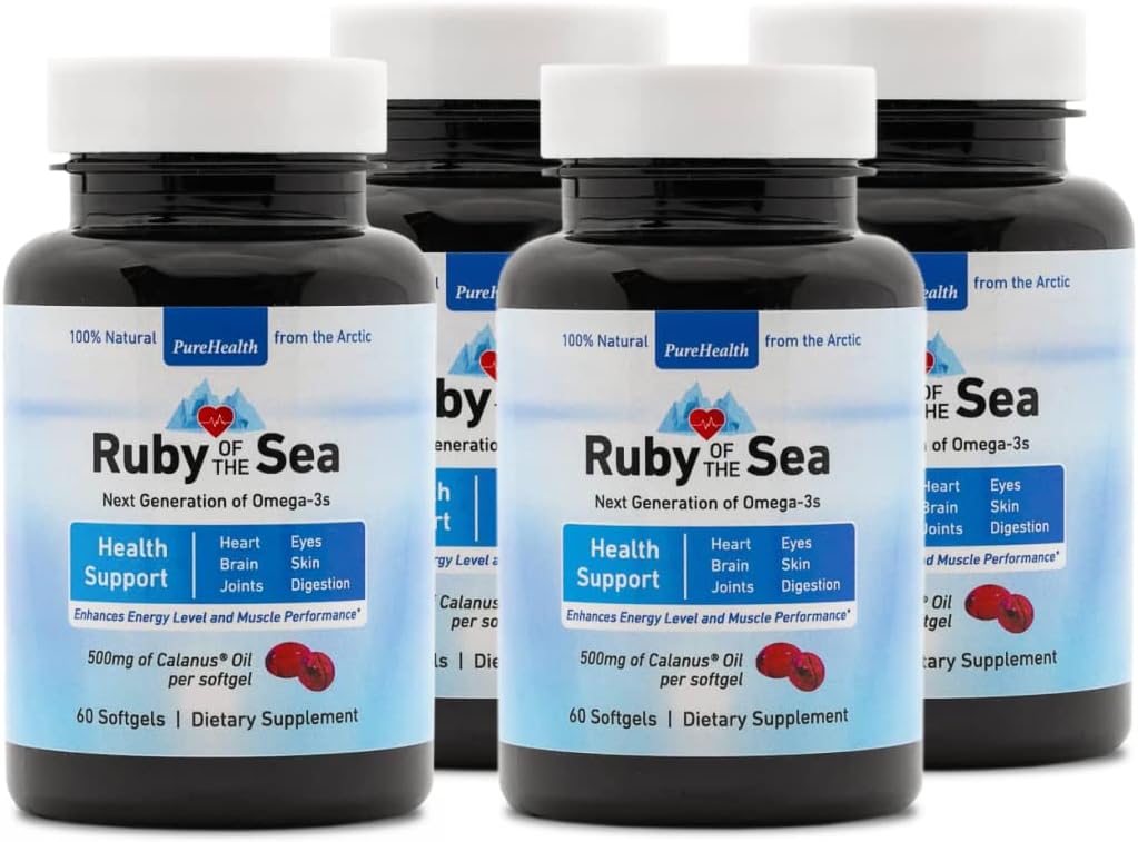 Marine Oil Supplement - Alle naturlige Calanus olie, Astaxanthin, Omega-3 og fede syrer - hjerte og hjerne sundhed kosttilskud - 4 pakke