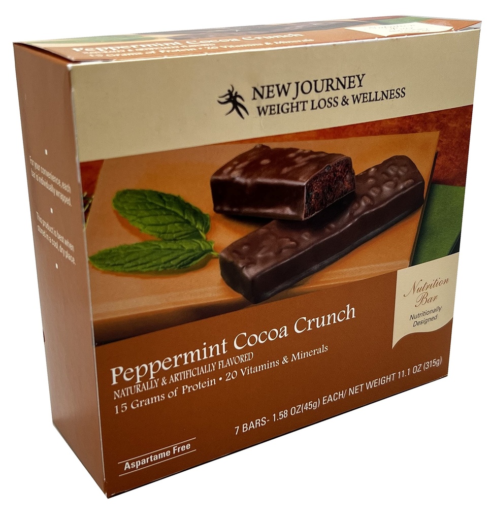 Pebermynte Kakao Crunch Bar - Ny Journey Vægttab & Wellness - High Protein Nutrition Bar (7 barer / kasse)