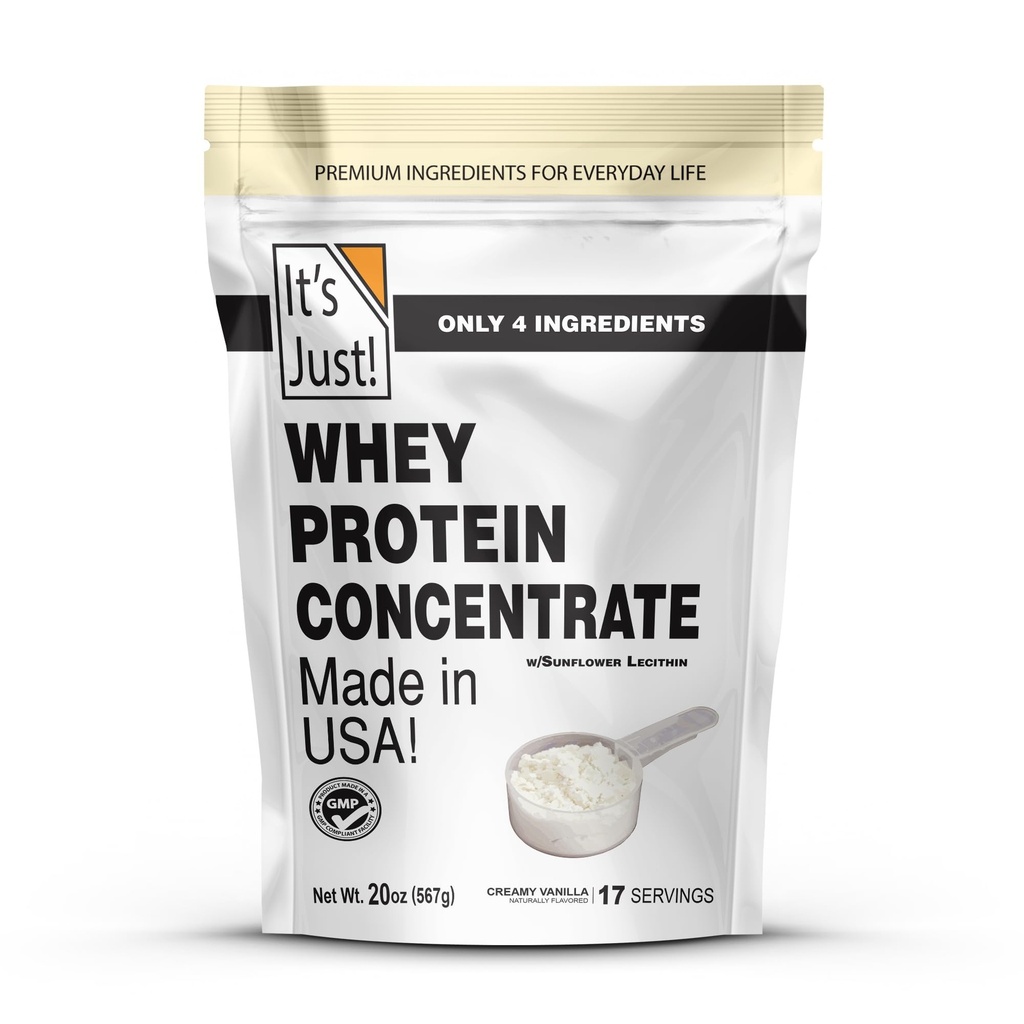 Det er bare! - 100% Whey Protein koncentrat, Lavet i USA, Premium WPC- 80, Natural Vanilla Flavor (1,25 Pound, / Vanilla)