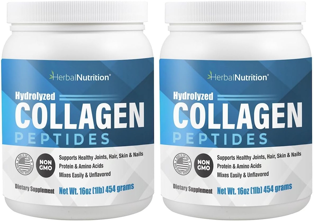 Kollagen peptider pulver hydrolyserede proteiner er Vital Proteiner til hud hårnegle og fælles sundhed, Keto, Paleo Friendly, Non- GMO, Gluten Free, 45 Servere, 2 Containers