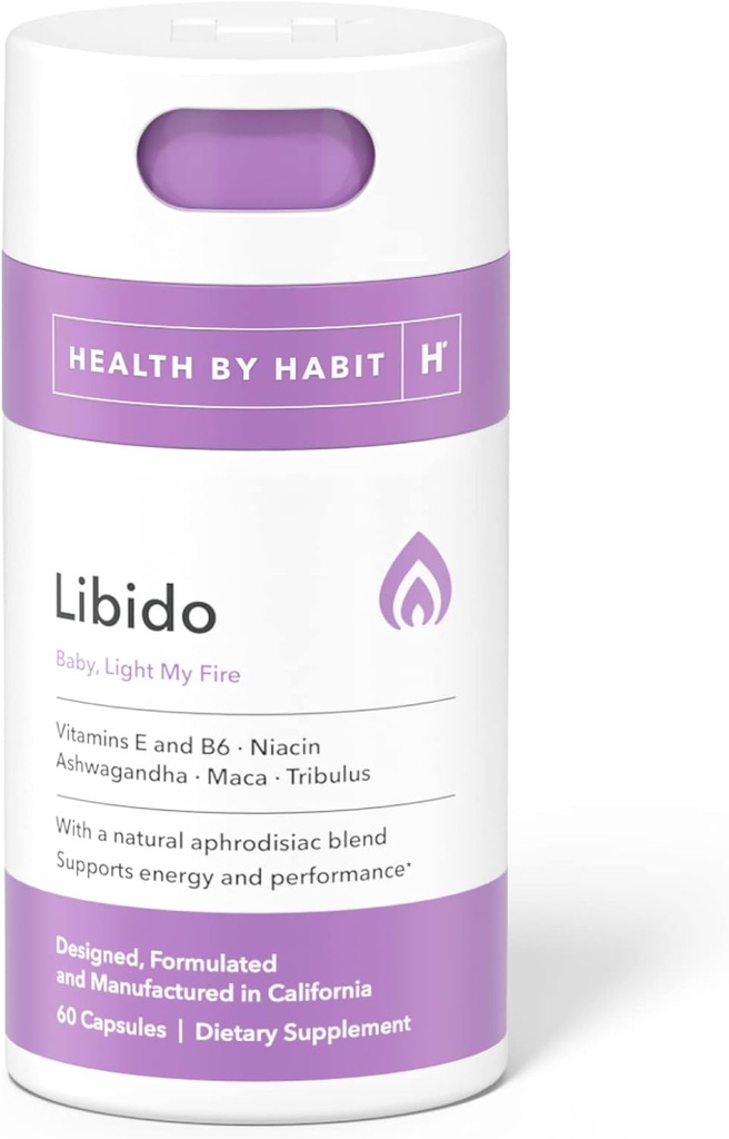 Sundhed af Habit Libido Blend (60 kapsler) - Natural Afrodisiac Blend med Maca, Ashwagandha, Vegan, Non- GMO, Sugar- Free (1 Pack)