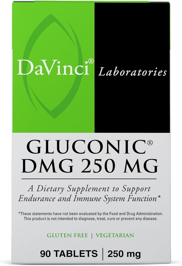 DAVINCI Labs Gluconic DMG 250mg - Hjælper support immunsystem, muskelfunktion, Heart Health & Brain Health - 90 tyggetabletter (90 Servere)