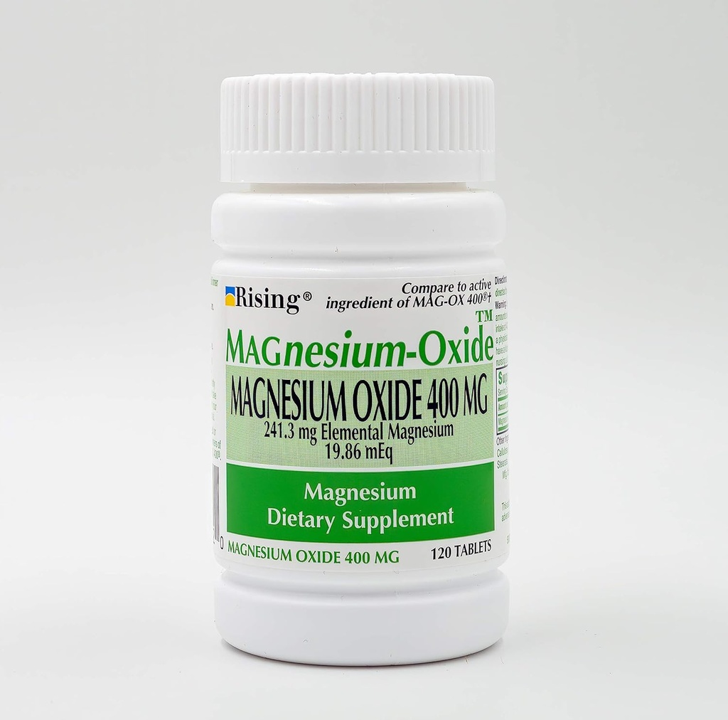 Rising Pharma - Magnesium Oxide 400mg - Elemental Magnesium Dietary Supplement - 120 Count…