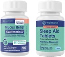 WELMATE Nighttime Wellness Bundle: Maksimal styrke Guaifenesin 1200mg Mucus Relief (100 Ct) & Doxylamin Succinate 25mg Sleep Aid (200 Ct)