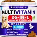 Hund Multivitamin Chewable med Glucosamin 26 i 1 - Hund Vitaminer og kosttilskud - Senior & Puppy Multivitamin til hunde - Pet fælles støtte sundhed - Immunitet, mobilitet, Gut Skin - 120 Tyre