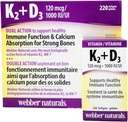 Webber Naturals K2 + D3 120 mcg/1000 IU, Supports Healthy Immune Function - 220 softgels