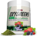 EHP Labs Oxygreen Super Green Powder - Daily Green & Superfood supplement med Spirulina, Chlorella, Prebiotics, fordøjelsesenzymer, antioxidanter - 30 Servere (Forest Berries)