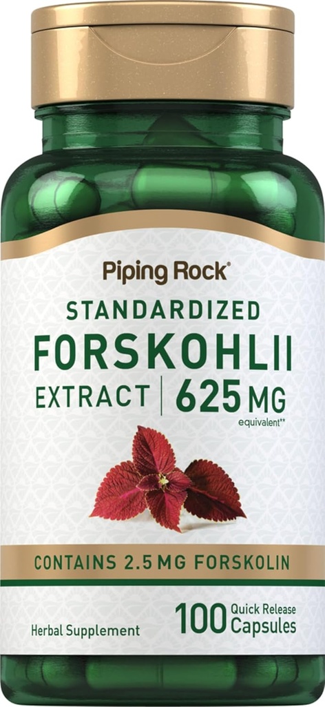 Piping Rock Coleus Forskohlii Root Extract | 625 mg | 100 Capsules | Herb Supplement | Non-GMO, Gluten Free