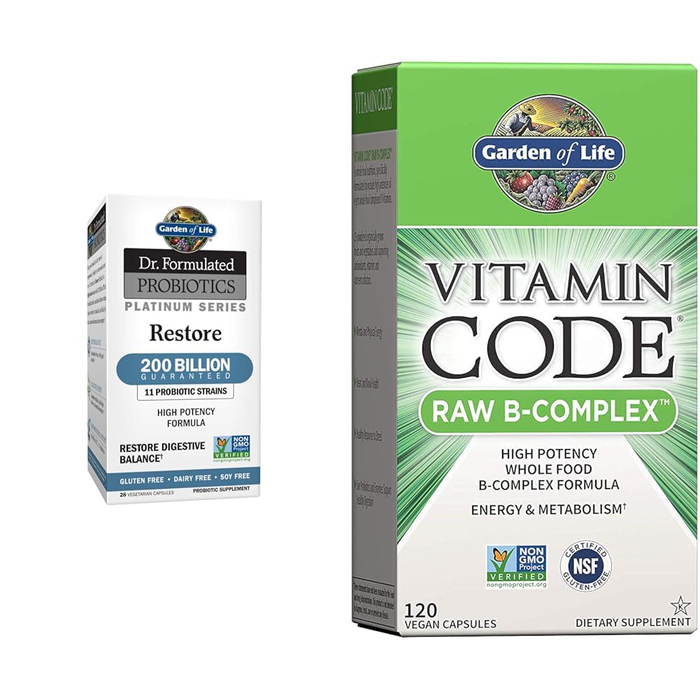 Livets have Dr. Formuleret Probiotika Platinum Series Gendanne 200 Millioner CFU & Vitamin B Complex - Vitamin Code Raw B Complex - 120 Veganske kapsler