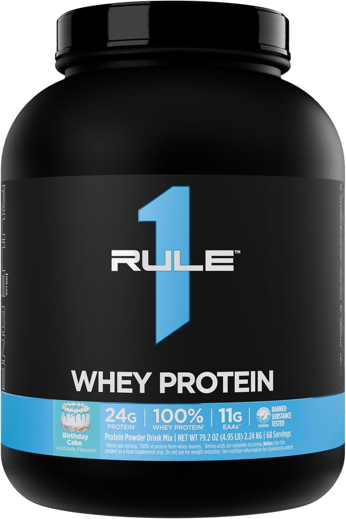 Regel 1 Whey Protein - 24g Fast- Actioning Protein fra All- Whey Kilder med naturligt forekommende EAA 'er & BCAA' er for workout Recovery eller Anytime Use (5 pounds *, Fødselsdagskage)