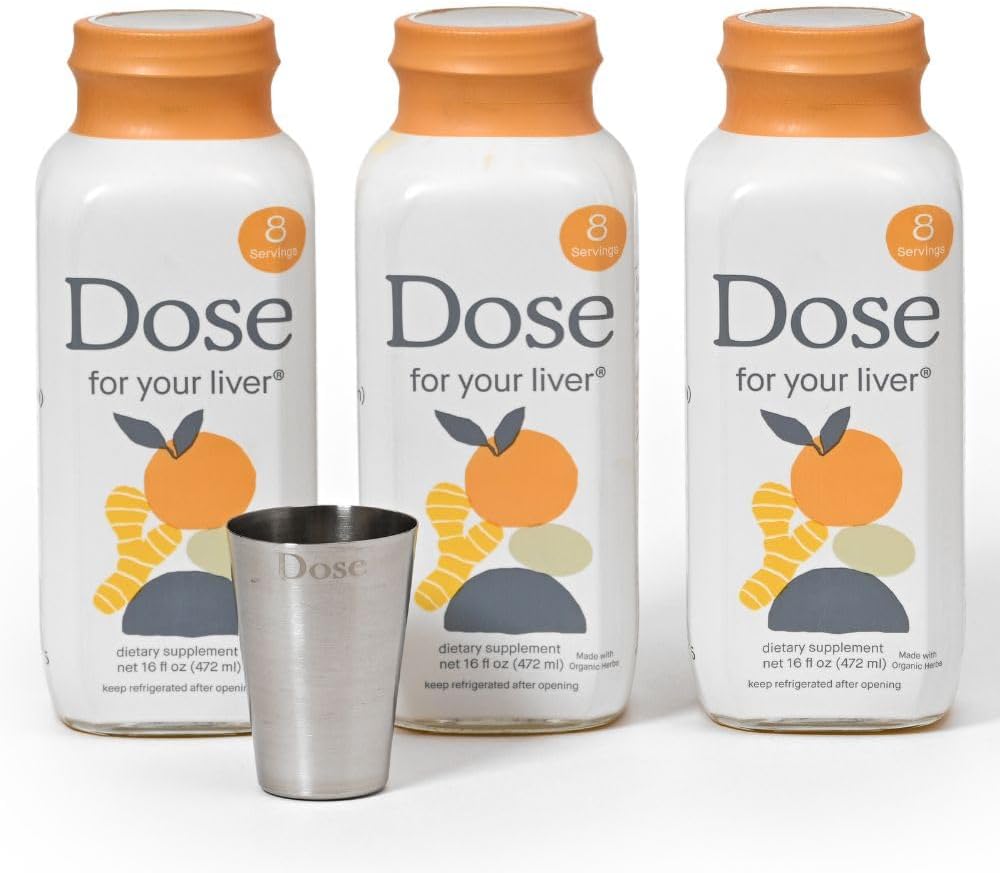 DOSE for din lever renser Detox & Reparation, Lavet med Økologisk Mælk tidsel tillæg med gurkemeje, Mælkebøtte, Ginger, og Orange, Understøtter sund lever funktion, 16oz flaske, 3 Pack (3 ugers forsyning)