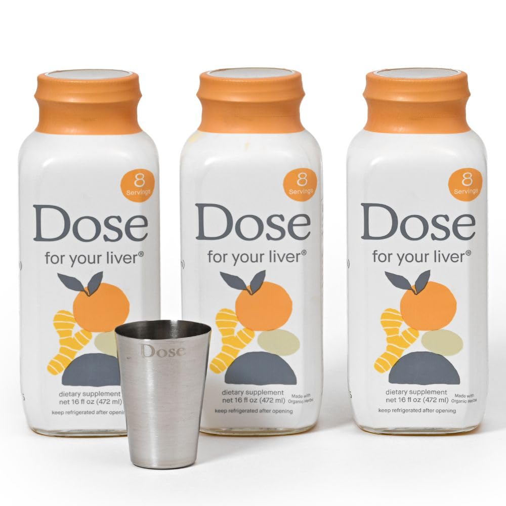 DOSE for din lever renser Detox & Reparation, Lavet med Økologisk Mælk tidsel tillæg med gurkemeje, Mælkebøtte, Ginger, og Orange, Understøtter sund lever funktion, 16oz flaske, 3 Pack (3 ugers forsyning)
