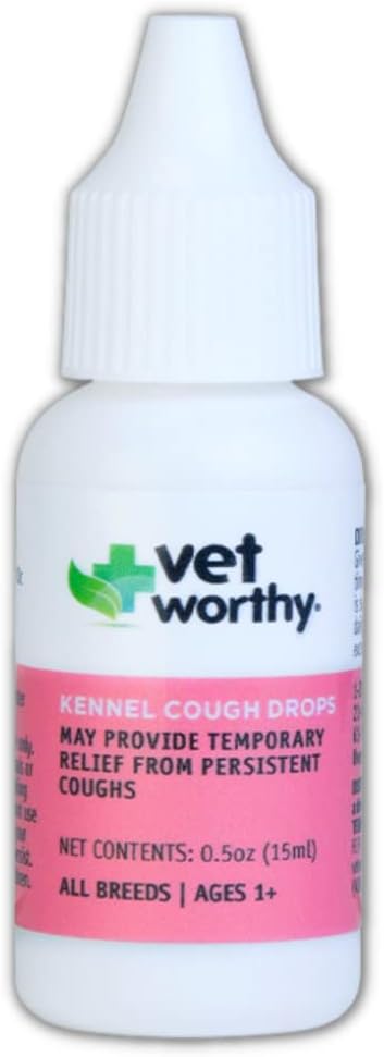 Vet Worthy Kennel Host Drops til hunde - Hundetillæg for tør Kennel Hough Relief - Hundehost Remedy med Drosera Rotundifolia, Arsenicum Album, Spongia Tosta - 0.5oz