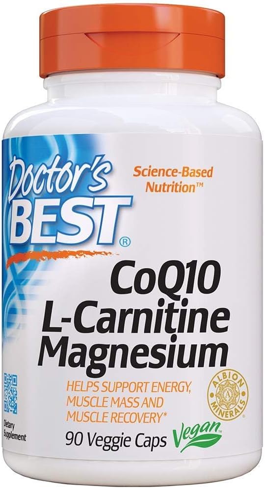 Doctor 's Best Coq10 / l-Carnitin / Magnesium Unique Blend, understøtter energi, muskelmasse & muskel Inddrivelse, Veggie Caps, 90Count