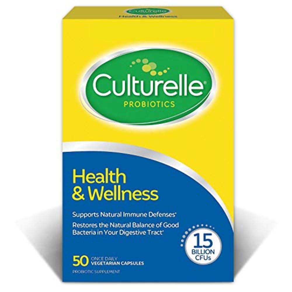 Culturelle Sundhed & Wellness Dagligt Probiotisk tillæg til mænd og kvinder, Hjælper støtte dit immunsystem, Lejlighedsvis Diarré, Gas & Bloating, 15 Millioner CFU 'er, Non-GMO, 50 Greve