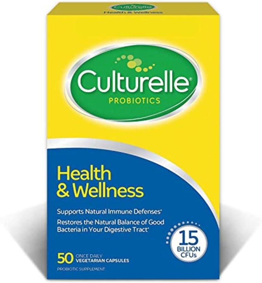 Culturelle Sundhed & Wellness Dagligt Probiotisk tillæg til mænd og kvinder, Hjælper støtte dit immunsystem, Lejlighedsvis Diarré, Gas & Bloating, 15 Millioner CFU 'er, Non-GMO, 50 Greve