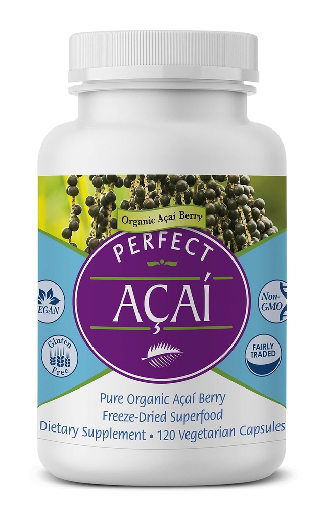 Perfekt kosttilskud - Organisk dyrket perfekt Acai - Frysetørret Acai Supplement- 120 Vegetabilske kapsler