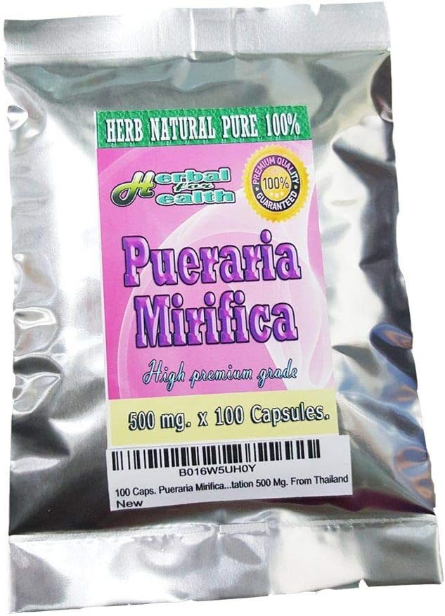 100 Caps. Pueraria Mirifica Powder Root Pure 100% Bryst Augmentation 500 mg fra Thailand