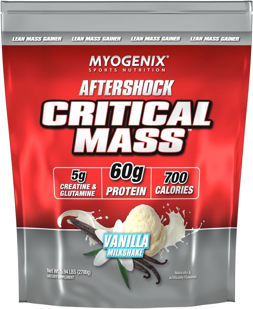 Myogenix Critical Mass Gainer – Muscle Mass Weight Gain Supplement, Zero Lactose Whey Protein Powder – Anabolic Whey Protein – Vanilla (5 lbs)