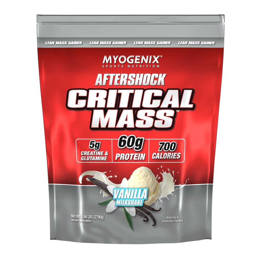 Myogenix Critical Mass Gainer - Muscle Mass Weight Gain Supplement, Zero Lactose Whey Protein Powder - Anabolske Whey Protein - Vanilla (5 lbs)