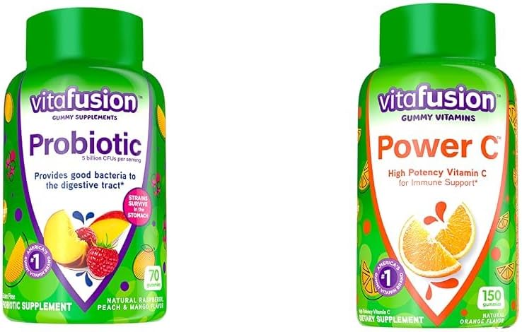 Viafusion Probiotika og C-vitamin Gummy Kosttilskud, 70 Tælling og 150 Tælling