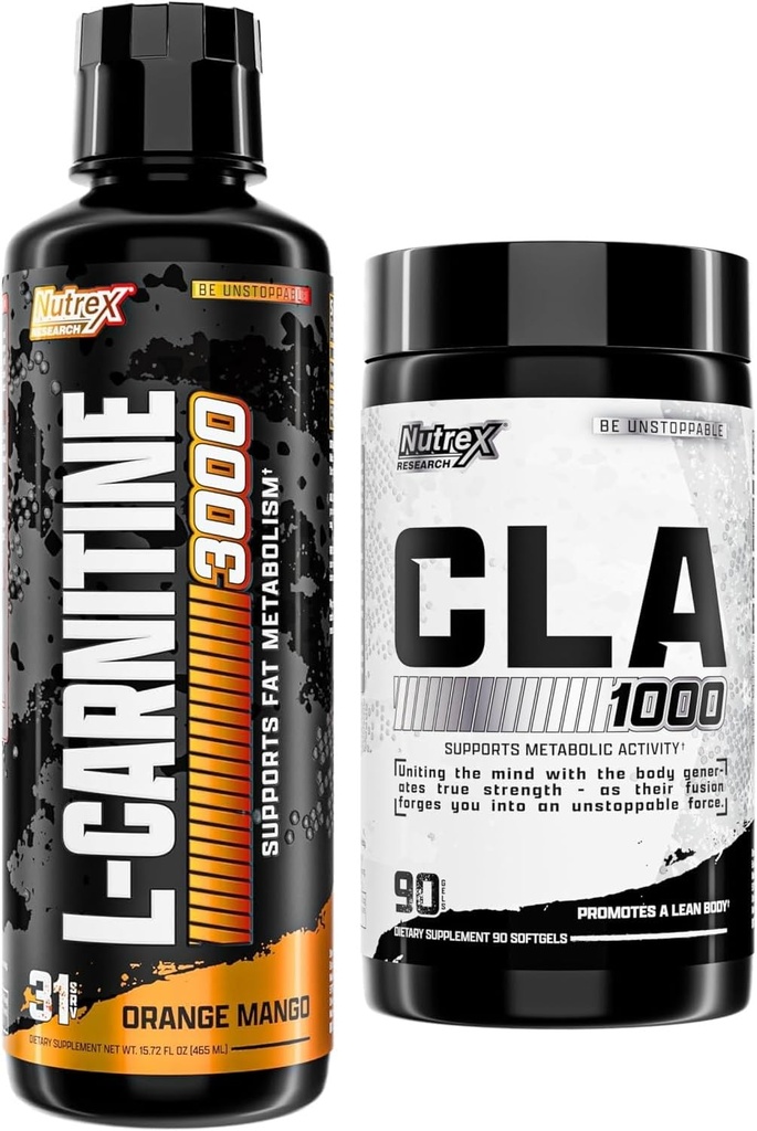 Nutrex Research Liquid Carnitin 3000 - CLA 90 Soft Gels - 1000 mg Conjugated Linolsyre Active Blend fra Safflor Oil