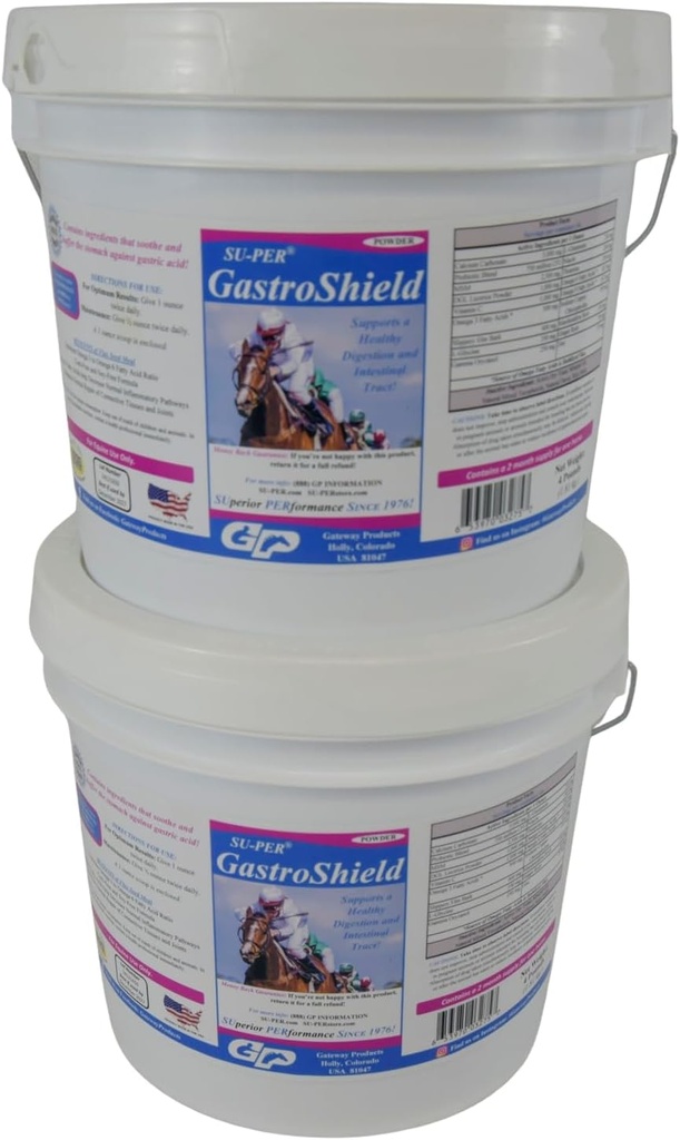 SU- PER GastroShield Equine Probiotics Powder - Horse fordøjelse supplement til Gastrisk sundhed - Understøtter sund fordøjelse & Intestinal Tract - 4 Pund, 2 Måned Supply