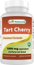 Bedste Naturals Tart Cherry Extract 1000 mg (Non- GMO) Veggie kapsler - fremmer sund syre niveauer inden for normalområdet, sund fælles funktion & fremmer sund søvn cyklus, 120 Greve