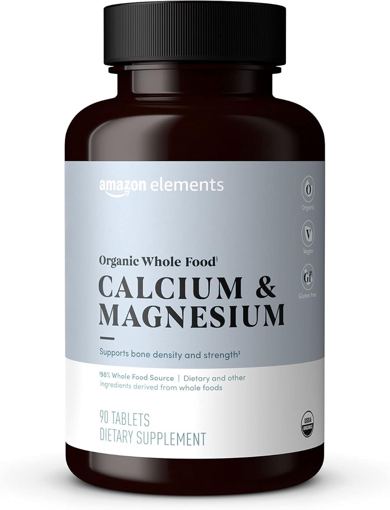 Elements - Organic Whole Food Calcium & Magnesium, Vegan, Gluten Free, 90 tabletter