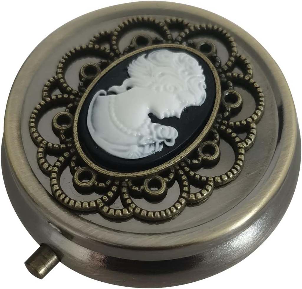 Bronze Pill Organizer, Portable Medicine Box til Pocket eller Purse, Dekorative Metal Vitamin Holder, Klassisk Lille Pill Container, Unik Creative Gave til Kvinder