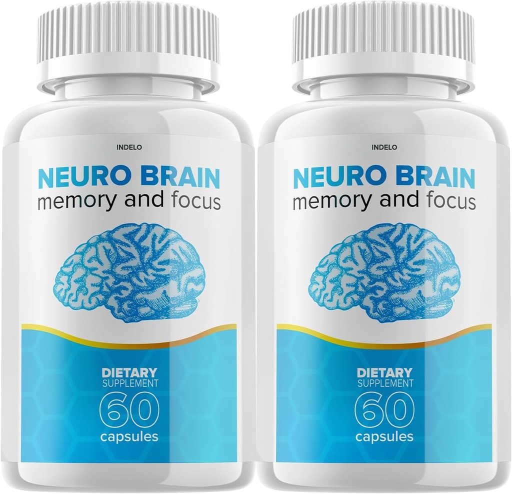 (2 Pack) Neuro Brain and Focus Supplement, Neuro Brain Memory Focus og Kognitiv Support, Neuro Brain Pills Nootrop NeuroBrain to Boost Memory Neuro Brain Vitamin (120 kapsler)